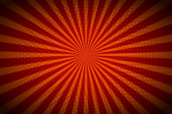 レトロな光線で赤の背景 — ストックベクタ
