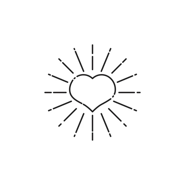 Coeur de tatouage avec rayons — Image vectorielle