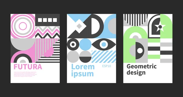 Modèle Livret Dépliant Brochure Affiche Dans Style Bauhaus Ensemble Arrière — Image vectorielle