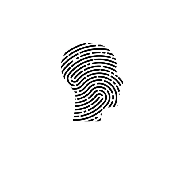 Segurança Logotipo Perfil Pessoa Com Impressão Digital Cabeça Ícone Segurança — Vetor de Stock