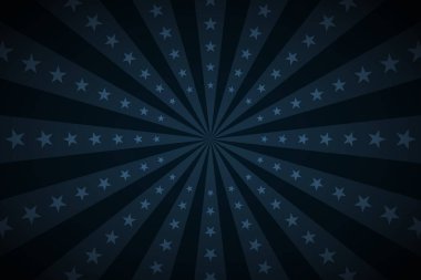 Cazino 'nun klasik arka planı. Yıldızlı koyu mavi sirk posterleri, karnaval duvar kağıtları, yıldız patlaması çizgi romanları.