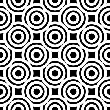 Siyah ve beyaz, daireleri olan pürüzsüz bir desen.