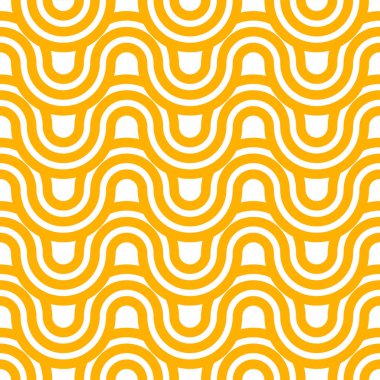 Paketleme ve ambalaj kağıdı için kusursuz geometrik desen. Tekstil, baskı ve kumaş için spagetti ya da erişte arka planı. Vektör sarı düz resimleme