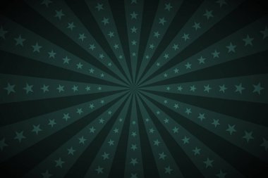 Sirk klasik arka plan, vektör koyu yeşil sirk retro poster yıldızlar, karikatür karnaval duvar kağıdı, yıldız patlaması komik desen