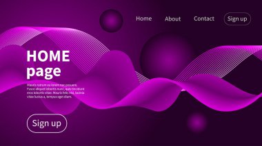 Ana sayfa, web sitesi için iniş sayfası, soyut fütüristik satır arkaplanı. Vektör grafik modu tasarımı