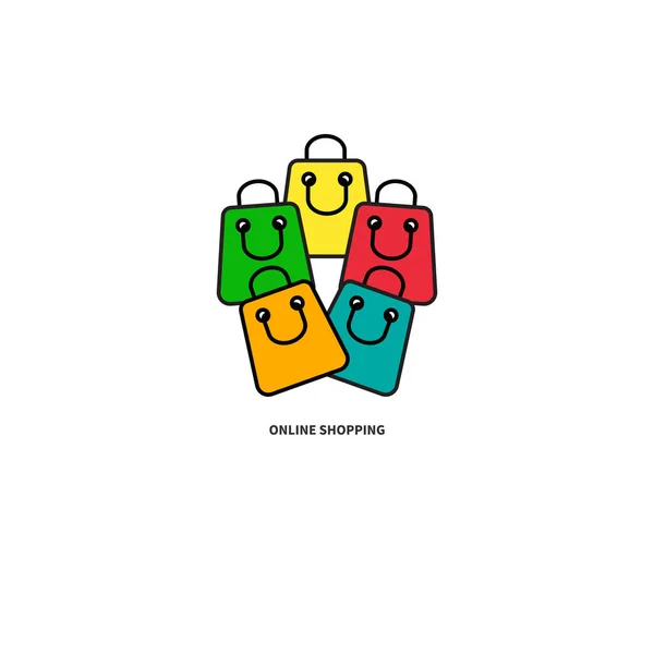 Logo Dello Shopping Online Divertente Icona Del Negozio Online Cartello — Vettoriale Stock