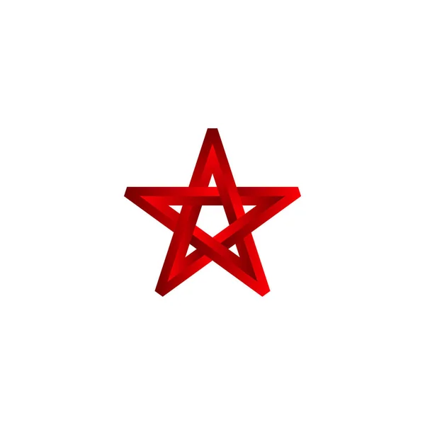 Röd Femuddig Omöjlig Stjärna Vit Bakgrund — Stock vektor