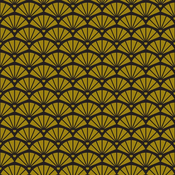 几何复古背景与黄金粉丝 艺术装饰无缝黄金样式1920年代风格 中国风格 矢量说明 — 图库矢量图片