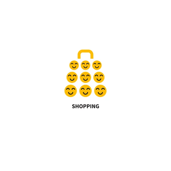 Icona Dello Shopping Online Shopping Online Shopping Bag Con Sorriso — Vettoriale Stock