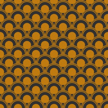 1920 'lerin tarzında kusursuz Art Deco altın deseni, altın halkalı geometrik arka plan. Vektör illüstrasyonu