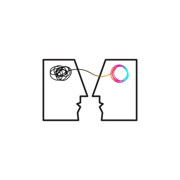 Icône Formation Symbole Coaching Soutien Psychologique Logo Thérapie Deux Profils — Image vectorielle