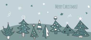 Ağaçlı Noel tebrik kartı