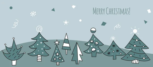 Ağaçlı Noel tebrik kartı