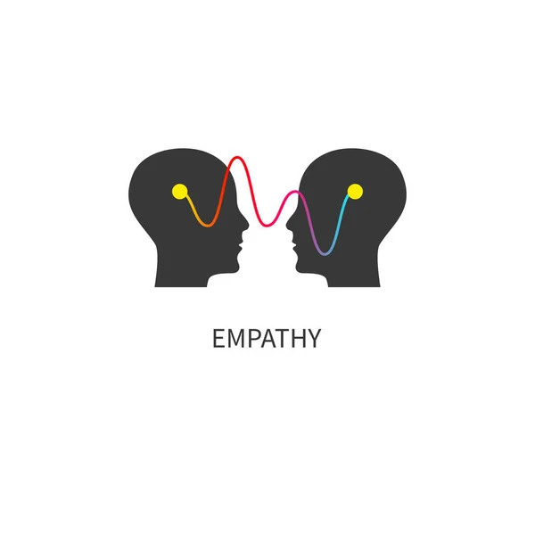 Logo Empathie Zwischenmenschliche Kommunikation Abstrakte Ikone Zwei Profile Und Eine — Stockvektor