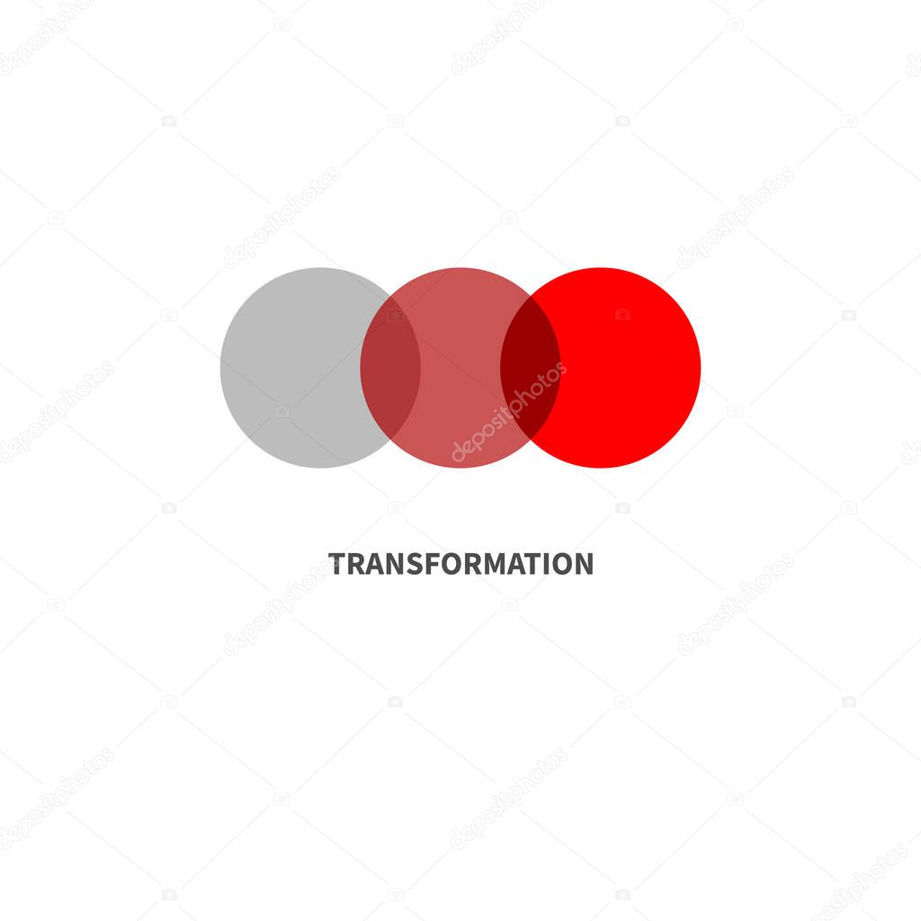 Transformation minimal abstract color logo with circles. Symbol of change, evolution or development