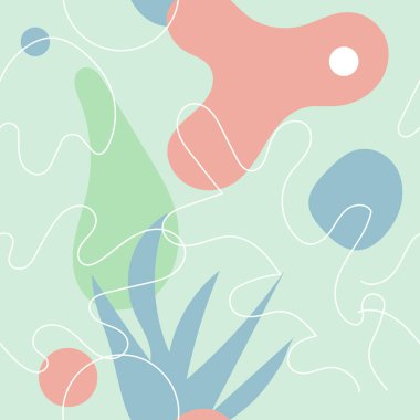 Yapraklı organik pastel kare pankart