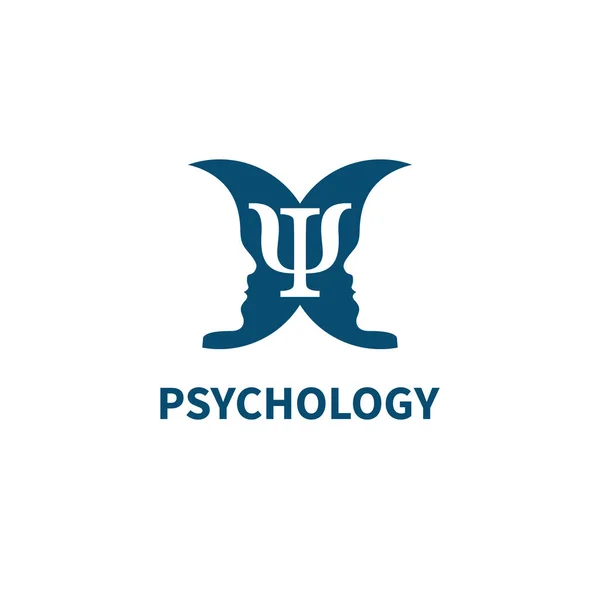 Signo de psicología con dos perfiles de espejo — Vector de stock