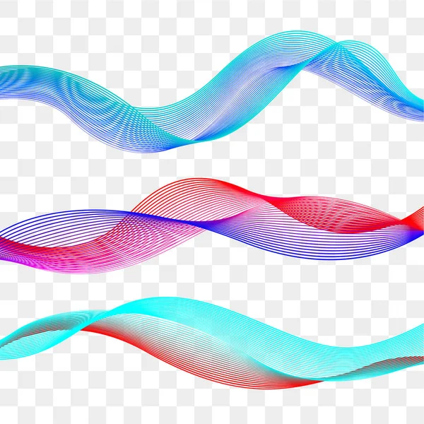 一组波浪形设计元素。弯曲的移动线 — 图库矢量图片