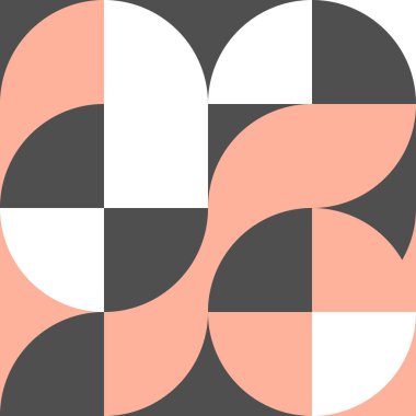 Bauhaus tarzında dairesel geometrik kare desen. Geometrik arkaplan. Grafik retro tasarımı elementi. Şekillerle kompozisyon.