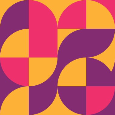 Bauhaus tarzında dairesel geometrik kare desen. Geometrik arkaplan. Grafik retro tasarımı elementi. Şekillerle kompozisyon.