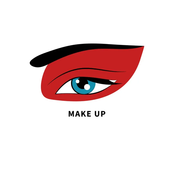 創造的なメイクアップのロゴ 美人のアイコン アーティストを構成します 赤い影を持つ女性の目 — ストックベクタ