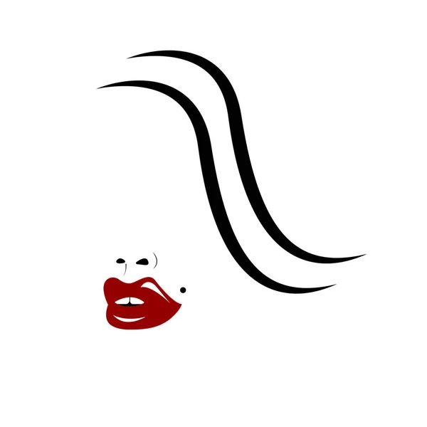 Meisje Met Golvend Haar Rode Lippen — Stockvector