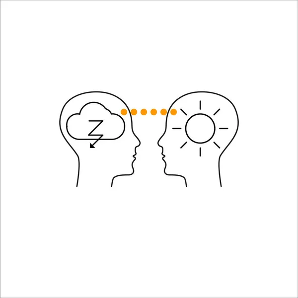 Logo Empatía Inteligencia Emocional Dos Perfiles Relación Entre Ellos Icono — Vector de stock
