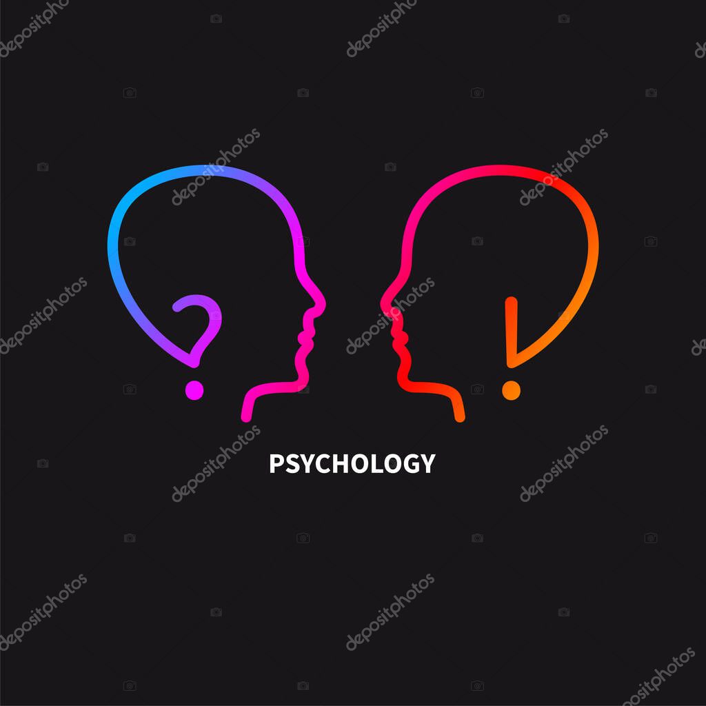 Logo of empathy, emotional intelligence. Two profiles