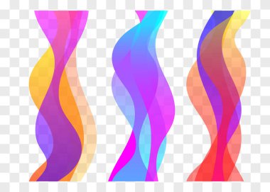 Dalgalı şeffaf soyut çizgiler. Sunum ya da afiş için grafik tasarım elementi. Bir grup izole renk dalgası. Broşürler için şekiller