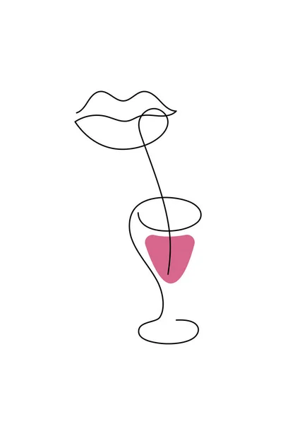 Affiche avec lèvres, boisson gazeuse et paille à cocktail — Image vectorielle