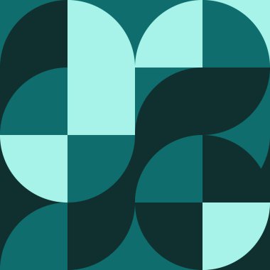 Bauhaus tarzında dairesel geometrik kare desen. Geometrik arkaplan. Grafik retro tasarımı elementi. Şekillerle kompozisyon.