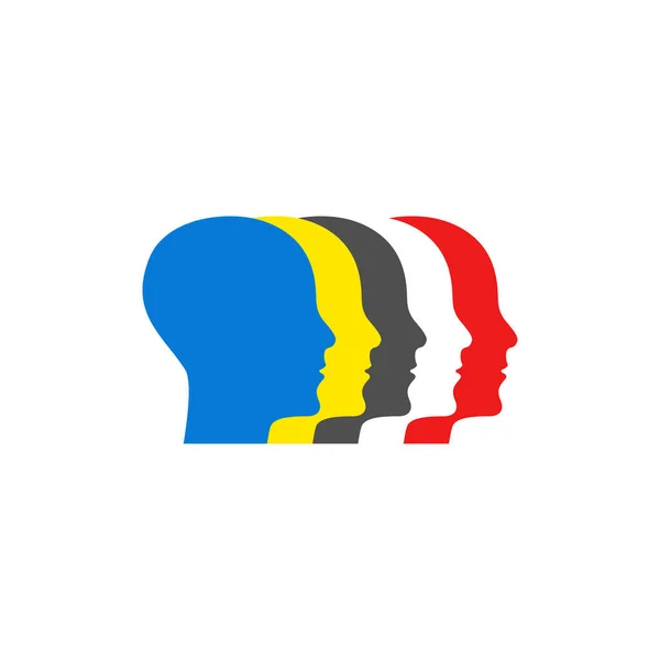 人头概况 Logo 心理学图标 工作人员签名 团体疗法最小符号 — 图库矢量图片