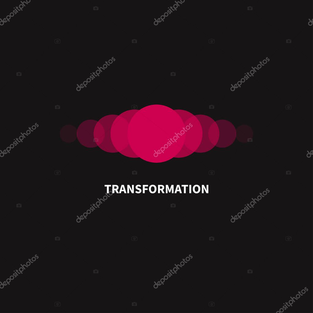 Change, transformation logo. Business icon, innovation, development, coach, coaching. Vector illustration with abstract circles