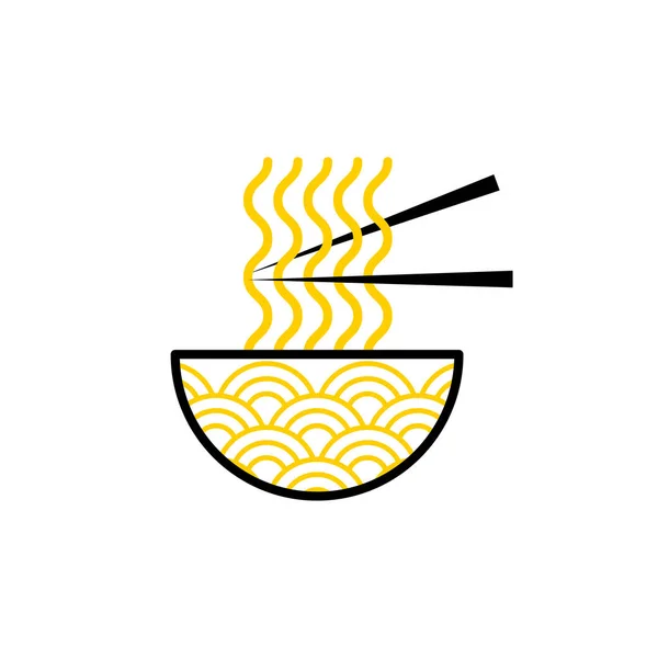 Ασιατική Κουζίνα Λογότυπο Πιάτο Και Noodles Εικονίδιο Ramen Στοιχείο Σχεδιασμού — Διανυσματικό Αρχείο