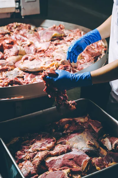 Operaio della fabbrica di carne — Foto Stock