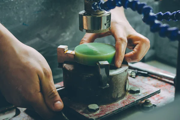 Pedra Verde Jóias Industriais Jade Processo Nephrite Rock — Fotografia de Stock