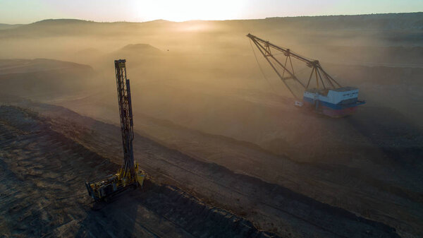Coal mining in open pit