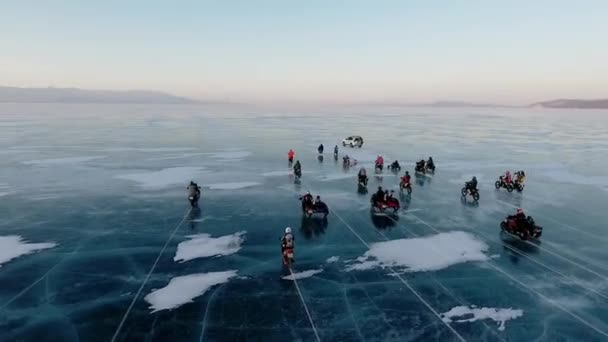 Baikal winter race — Stockvideo