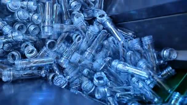 Plastic bottle preform factory — Stock Video