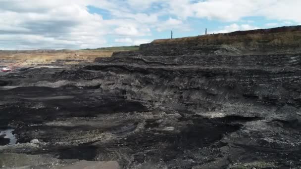 Видобуток вугілля відкритий котлован шахти повітряний чорний — стокове відео