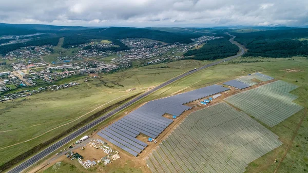 Solar panel energy electricity construction installation built — Stock Photo, Image