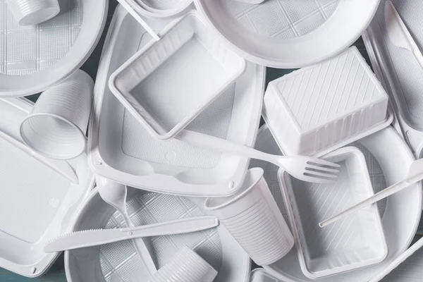 Vue Dessus Composition Des Produits Alimentaires Plastique Blanc — Photo