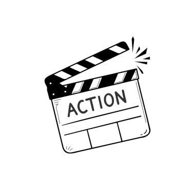 Film clapperboard doodle skeç eylem metni ve film tasarımı ile çizim