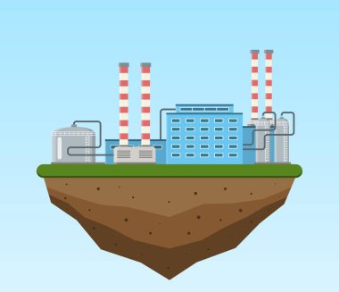 Sanayi üretimi dünya arka bina. Düz stil fabrikada.