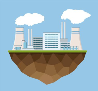 Sanayi üretimi dünya arka bina. Düz stil fabrikada.