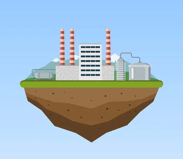 工业生产建筑地球背景。本厂以扁平型. — 图库矢量图片