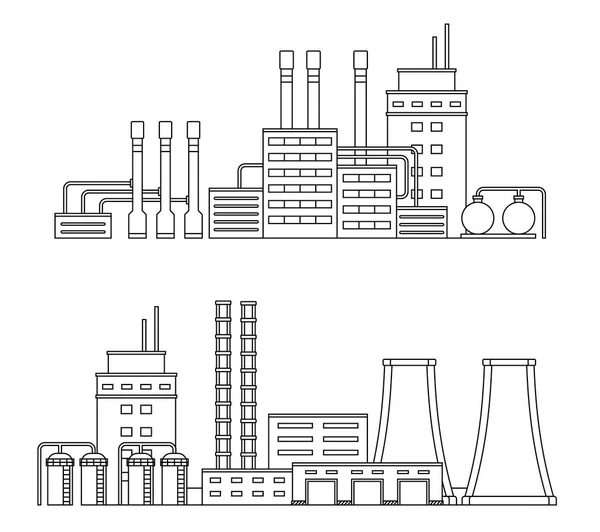Ensemble de production bâtiment industriel isolé sur fond blanc. Usine dans le style plat . — Image vectorielle