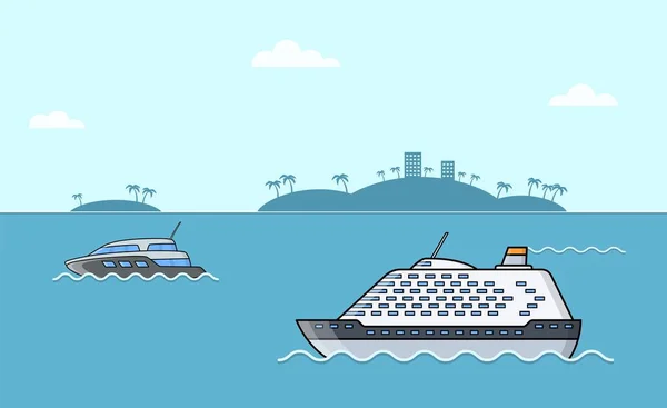 Passenger ships. Sea transportation liner. Ocean luxury yacht.