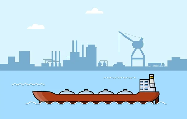 Het aantal commerciële vrachtschepen. Zee transport voertuig. Water logistiek. Vervoer boot. — Stockvector