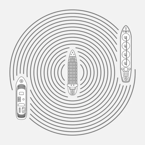 レーダー上面と自律の船。自己運転ボートのコンセプト. — ストックベクタ